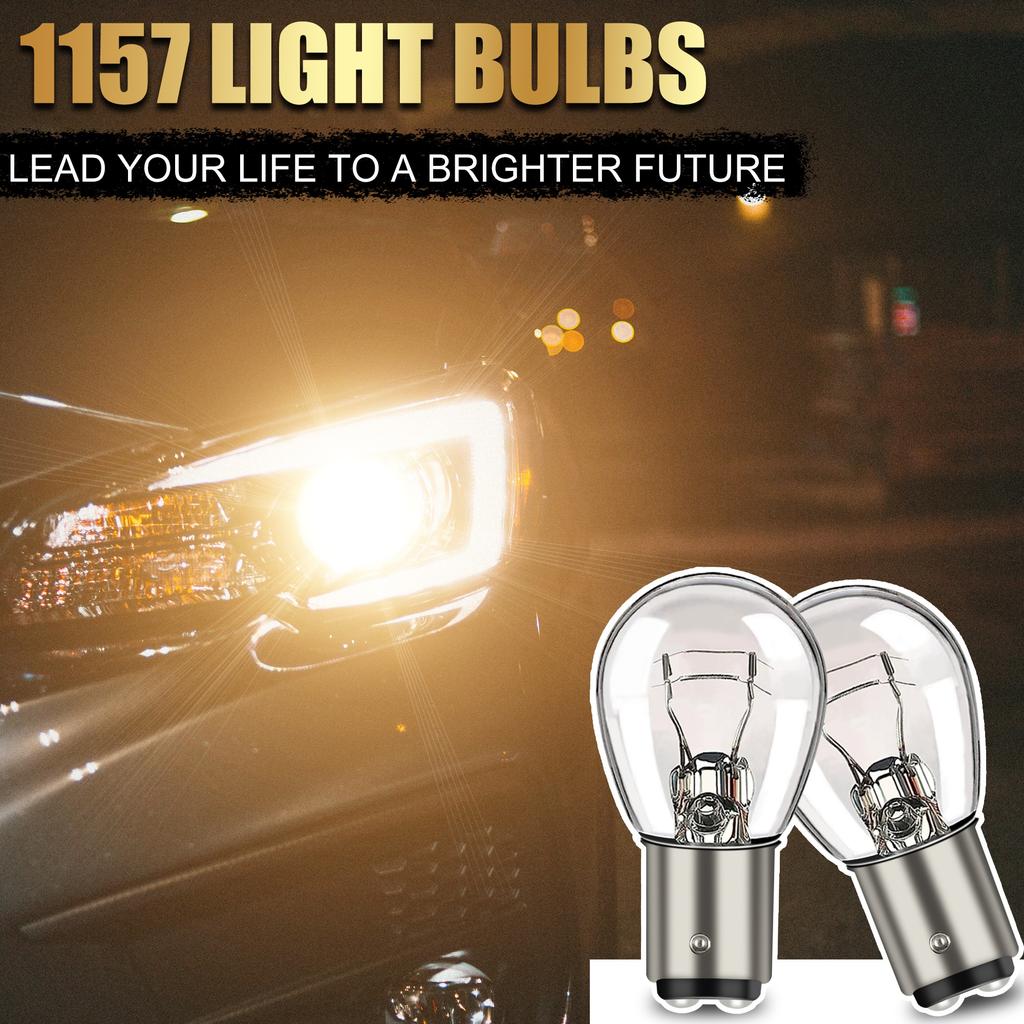10PCS 12V 1157 Bulb Brake Light Bulbs Flat Feet Twin Filament Turn Signal Bulb Replacement For Marker Tail Running Parking Bulbs 7