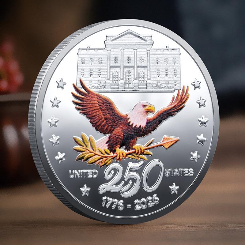 1pz Moneta Commemorativa Commercio Estero USA, Medaglia 250° Anniversario Indipendenza USA, Moneta Commemorativa USA 1776-2026