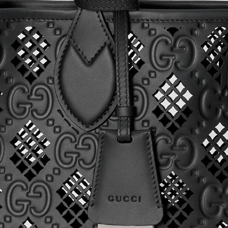 GUCCI Ophidia Leather Tote Bag, Shopping Bag, Handbag Small Women's Black 777192-AAC1B-1000