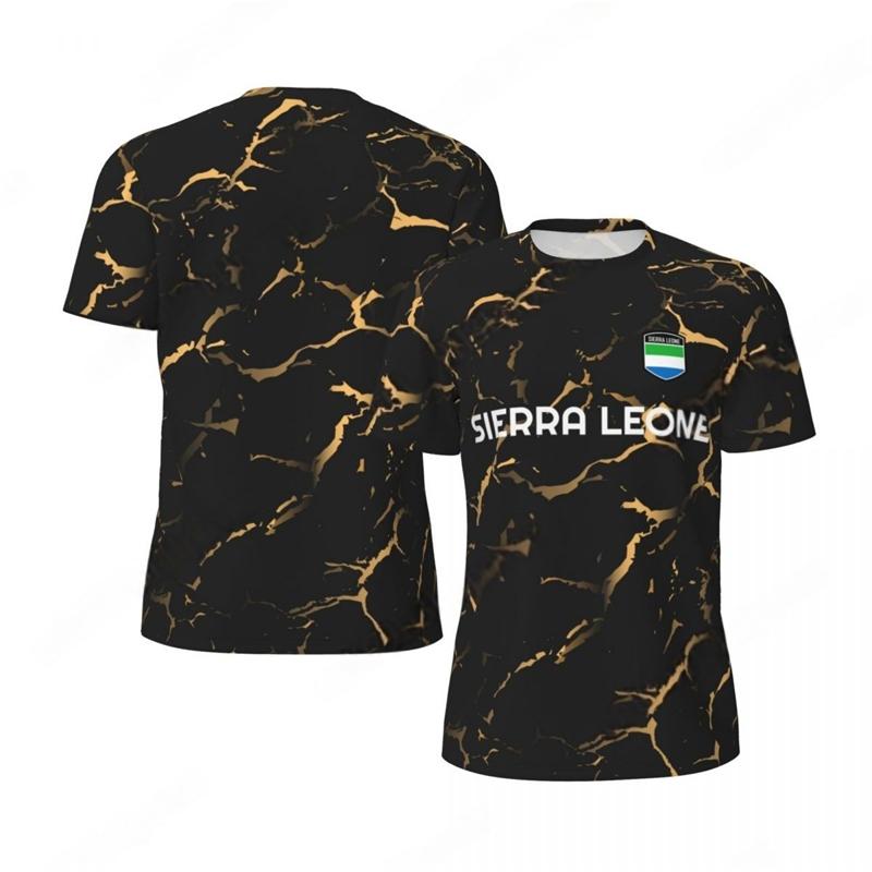 T-shirt casual sportiva alla moda con motivo bandiera Sierra Leone, tendenza estiva per il calcio, stemma nazionale 3D