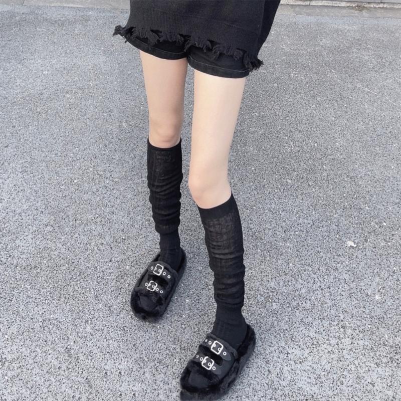 1 Paar Vier-Jahreszeiten-Stapel-Socken Damen Unifarben Stapelbare Socken Beinbekleidung Atmungsaktiv Langer Stil Kniehohe Socken