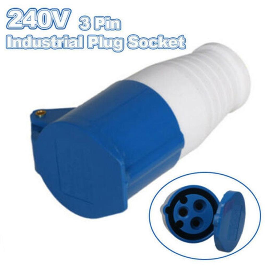 240V 16A 3-Pin Blue On-site Industrial Socket Male/Female IP44 2P Grounded