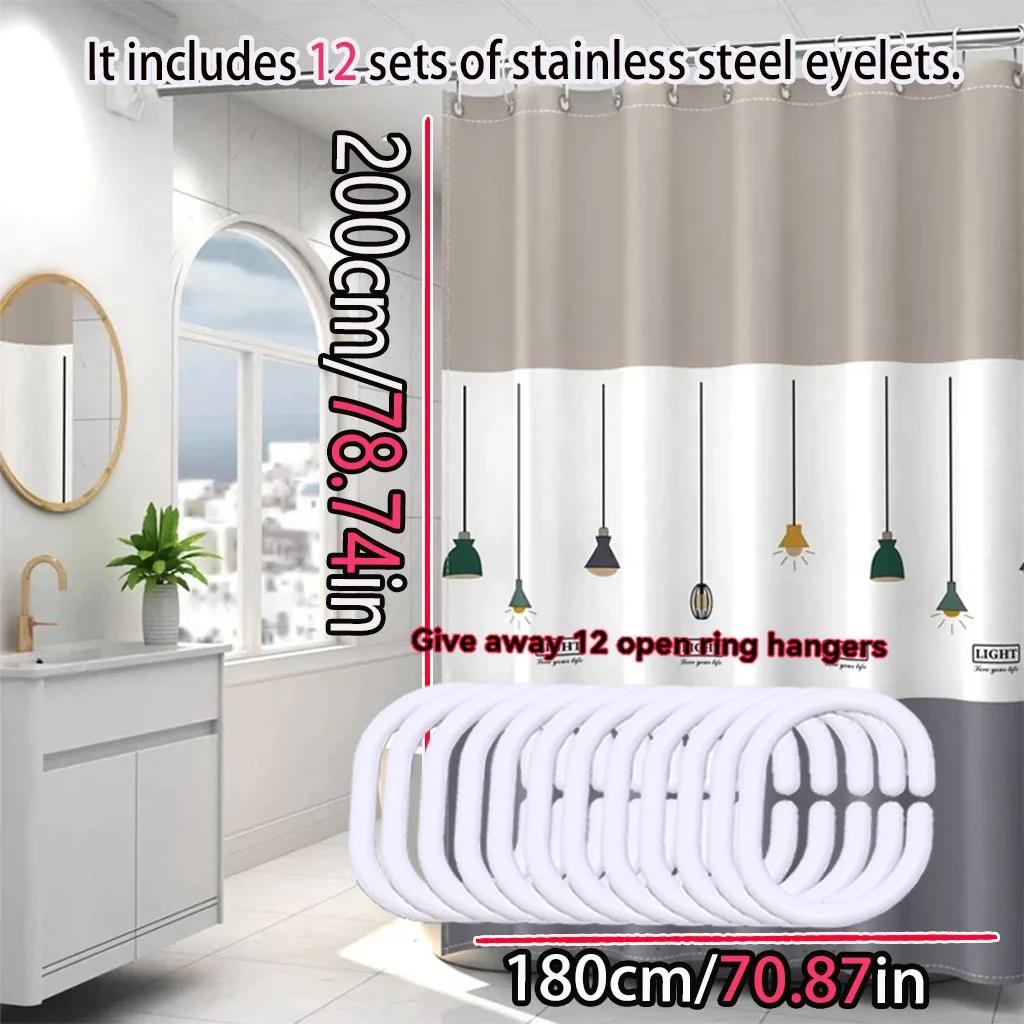 Nordic Chandelier Pattern Shower Curtain Bathroom Partition Curtain PEVA Material Waterproof and Easy to Clean
