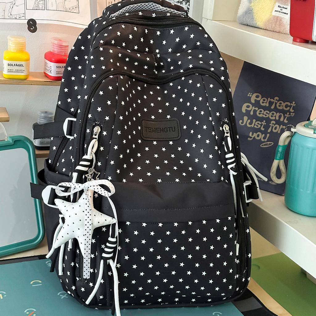 Schoolbag High Value Korean Version Fresh Schoolbag Japanese Princess Cute Star Print Backpack Junior High School Class Backpack