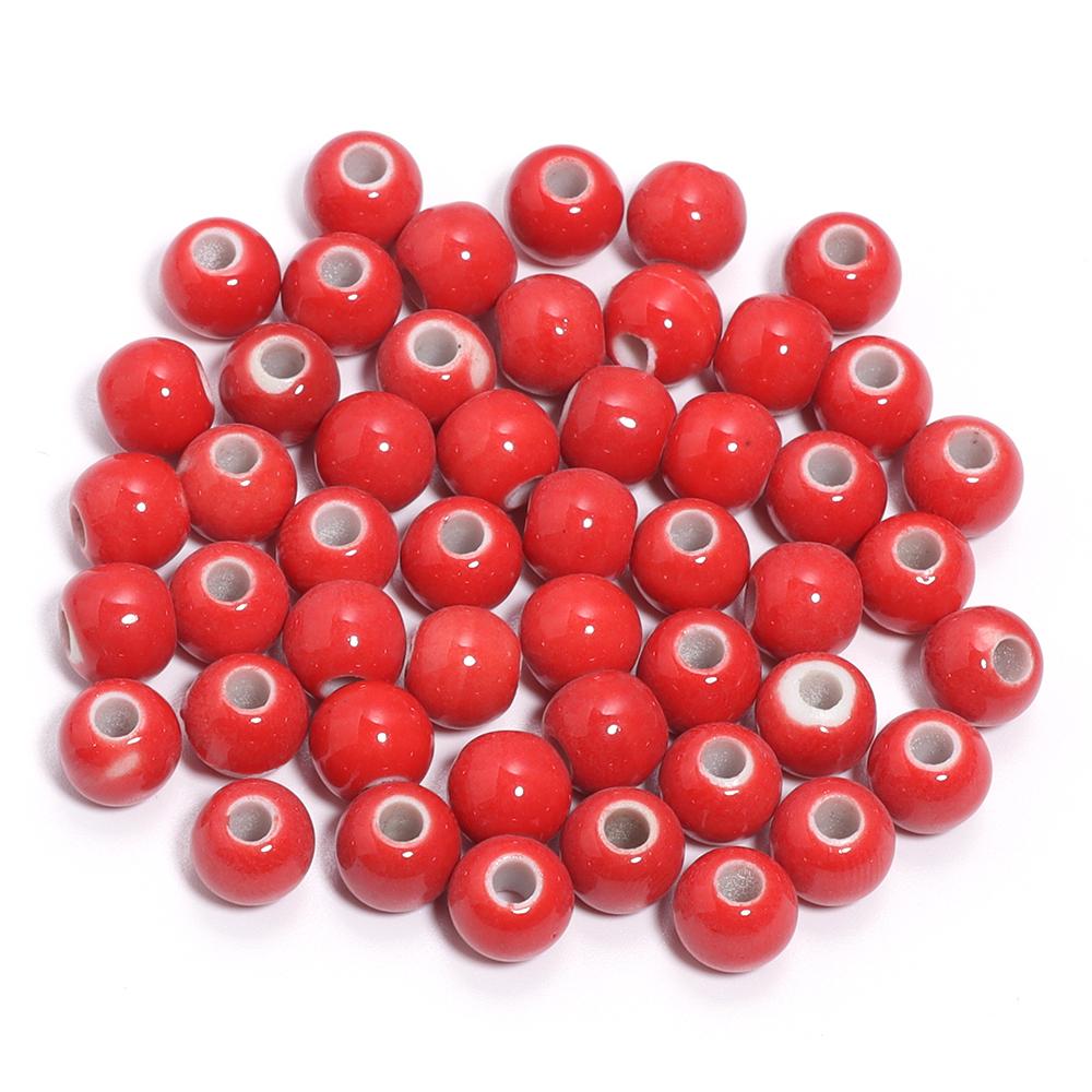 30pcs/lot 6mm Round Colorful Ceramic Beads  Loose Spacer Beads For Jewelry Making DIY Handmade Bracelet Necklace Accessories 6mm 30pcs красный