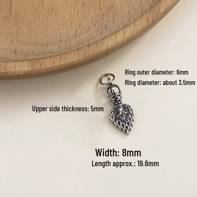 Farbecht Manjusri Schwert Buddhistische Perlen Armband mit Flammenanhänger und Diamant Stern Mond Akzenten