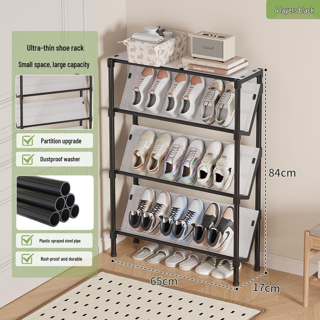 Multi-Layer Wall-Mounted Shoe Rack for Entryway or Hallway