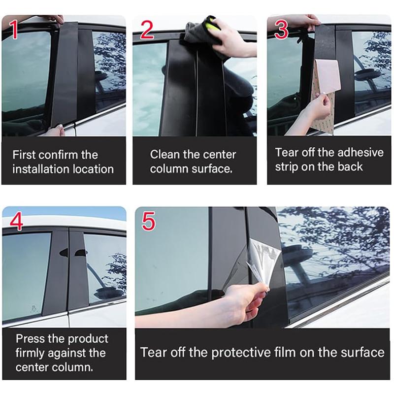 Car Central Middle Column PC Window Trims Decoration B C Pillar Strip Car Good for Hyundai Sonata 2015-2019
