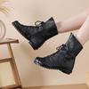 Johnature Hollow-out Breathable Mid-calf Summer Boots Comfortable Soft Soled Genuine Leather Women's Shoes