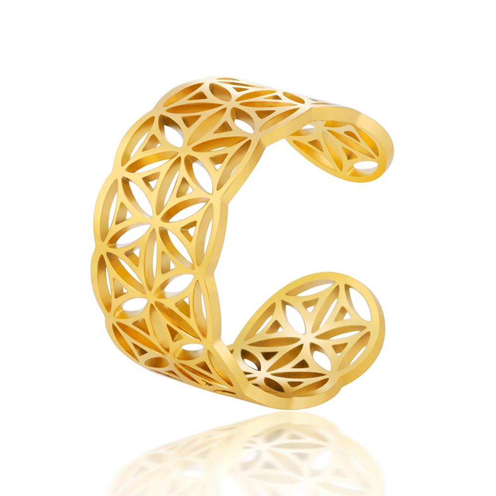 Viking Flower of Life Ring Stainless Steel Geometric Open Adjustable Rings for Women Aesthetic Jewelry Valentine's Day Gift 2025