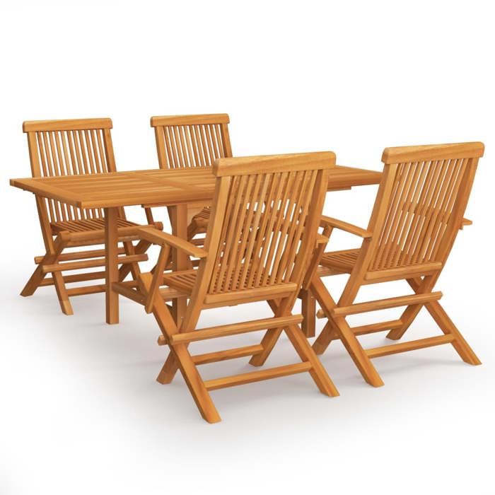VidaXL Salon de Jardin 5 pcs Mobilier de Repas Ensemble de Salle à Manger Table et Chaises à Dîner Patio Extérieur Bois de 3059595
