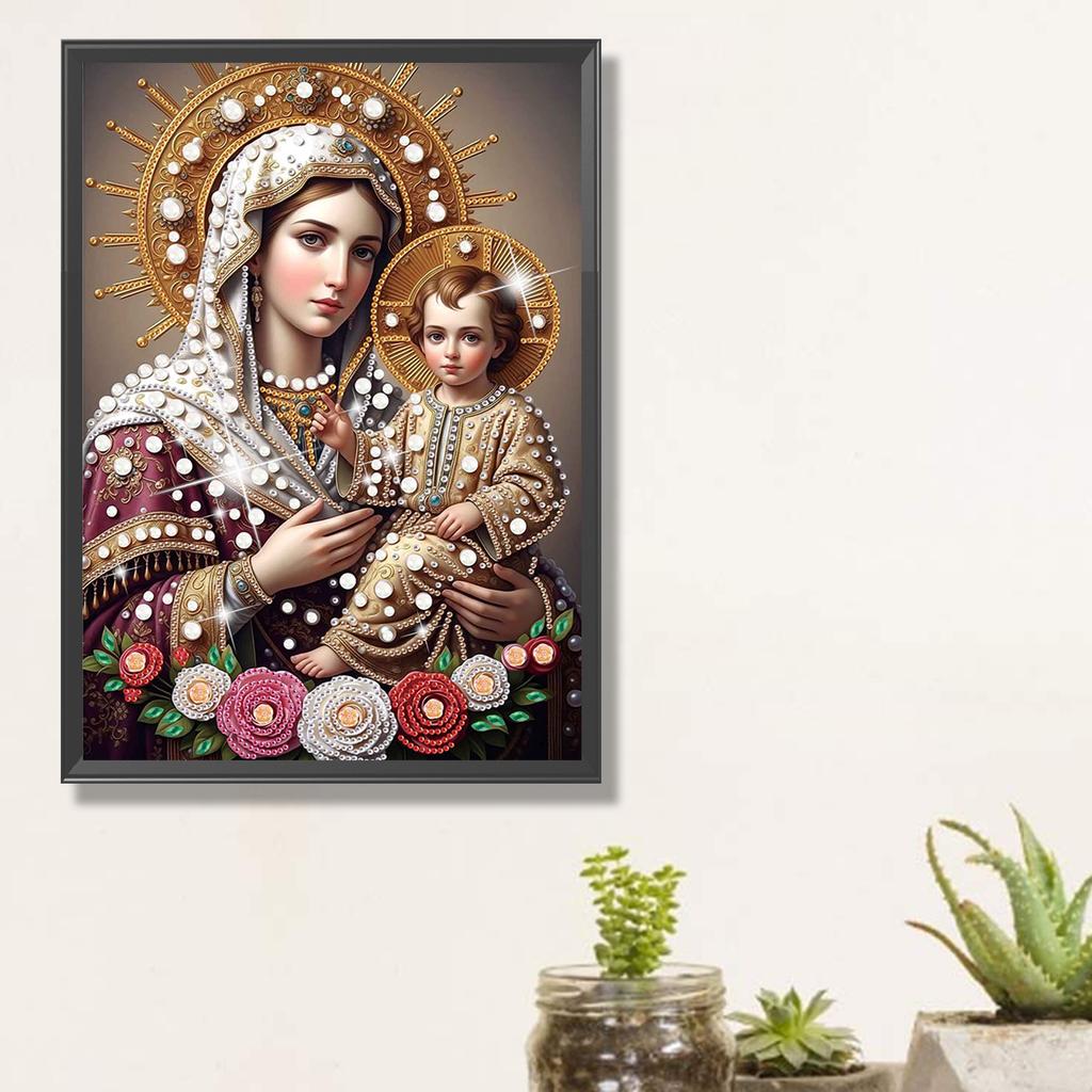 Virgin Mary Partial DIY 5D Special Shaped Drill Diamond Art Kits for Adults/Beginners Gift Idea Home Decor 11.81x15.75in