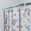 Blue Elephant Shower Curtain Children'S Bath Decor Cute Heart Leaves Pattern For Bathroom Decoration (White)