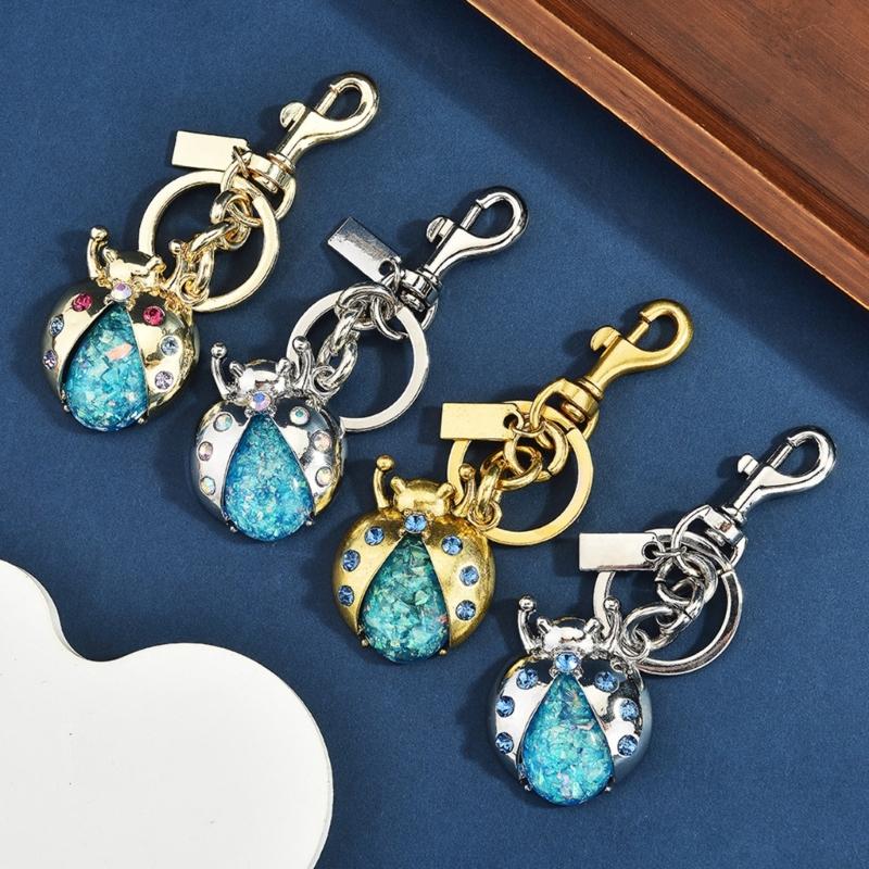 Stylish Ladybugs Keychain With Crystals Rhinestones Alloy Designs For Trendy Accessories