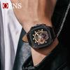 OFNS Men's Luminous Square Watch, Waterproof, with Calendar, Leather Strap or Steel Strap – Trendy Business Quartz Watch.
