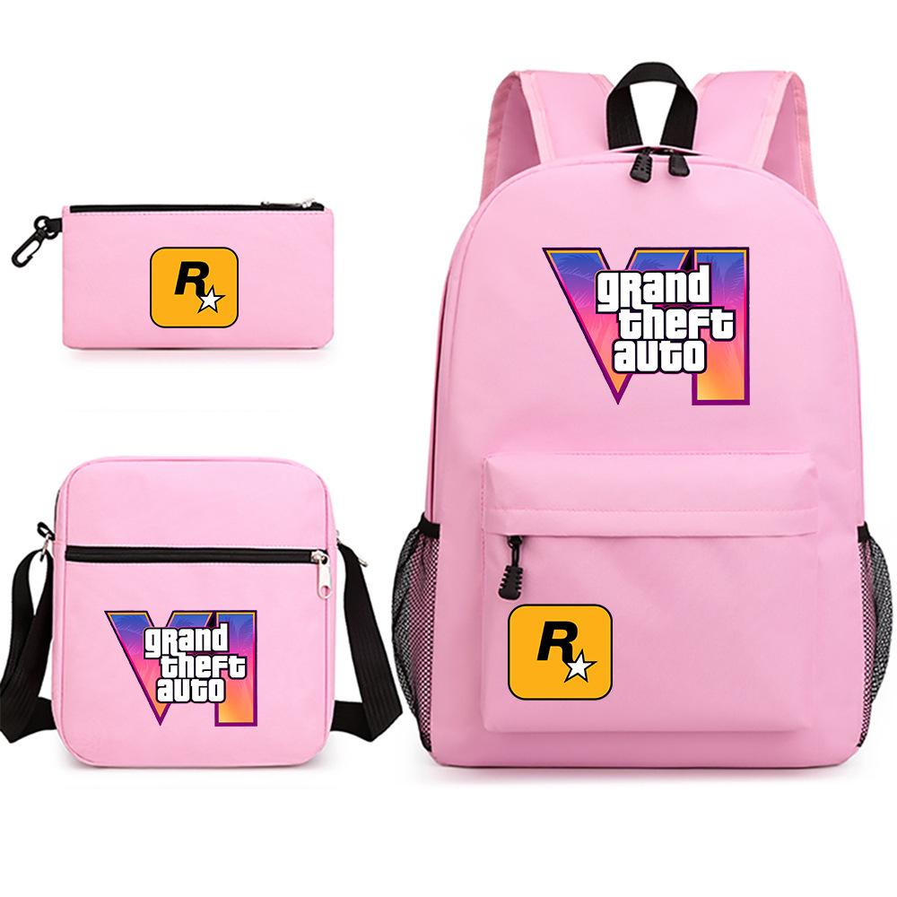 Grand Theft Auto Spel Merchandise Mode Student Schooltas Rugzak Schouder Etui 3-Delige Set