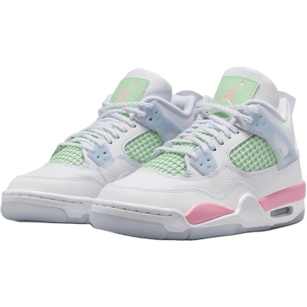 Jordan Air Jordan 4 Mid Top Children's Basketball Shoes White/Pink/Green Unisex IB7068-100