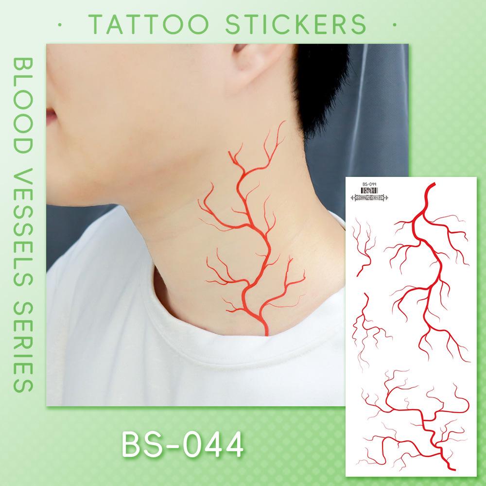 Ricalon Halloween Vein & Lightning Flame Tattoo Stickers, Waterproof & Sweatproof