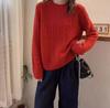 Women's Round Neck Pure Wool Cable Knit Sweater - Loose Fit, Thick Base Layer for Autumn/Winter 2026.