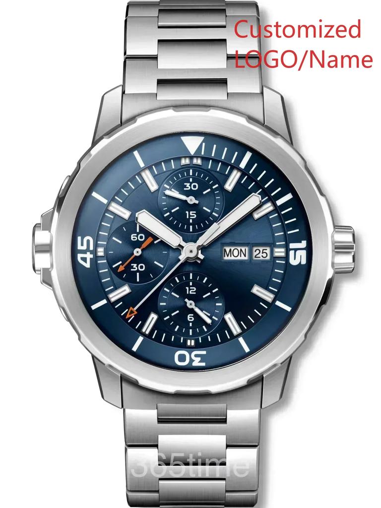 A11 Store Customized Watch   Aquatimer Special External Mens Quartz Chronograph Watch Rotating Bezel Blue Black Rubber  44mm