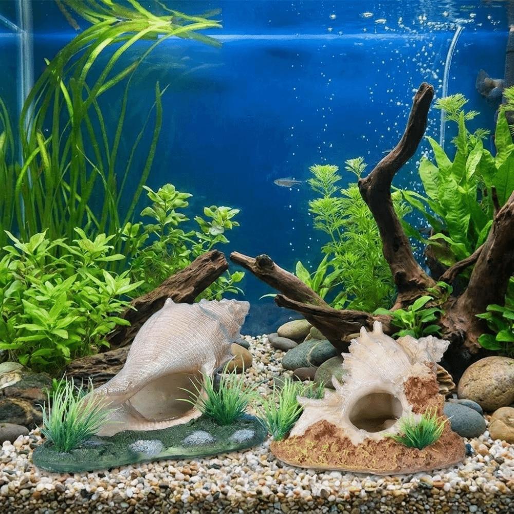 Conch Shape Fish Hideaway Cave Resin Fish Tank Ornaments Shrimp Hiding House  Small Fish Tank