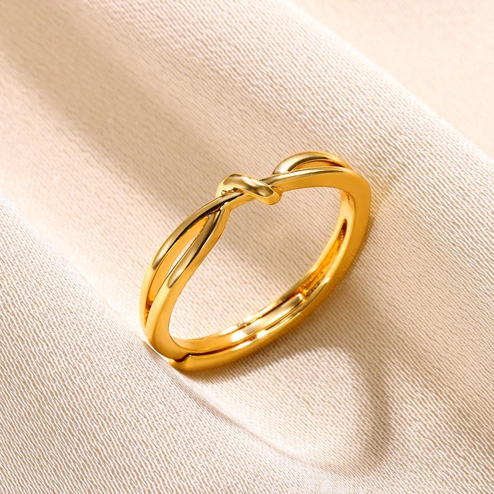 Geknoteter dünner Ring Damen Paar Einfaches Temperament Hand Goldfarbe Verstellbare Fingerringe Schmuckzubehör Allergie verhindern