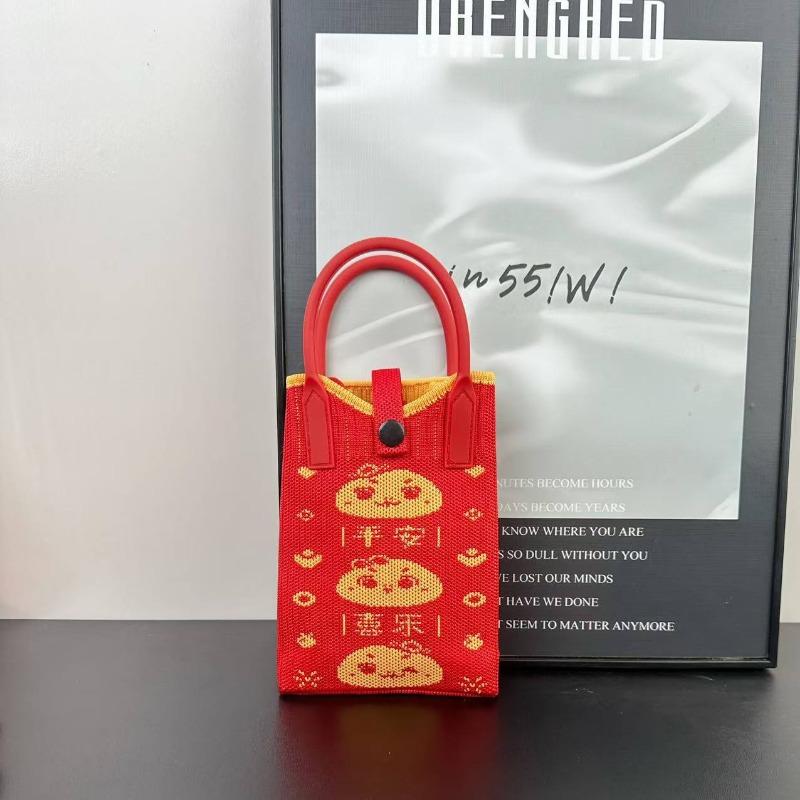 New holiday knitted mobile phone bag New 2 Fa Cai series personalized versatile messenger bag high-end bag