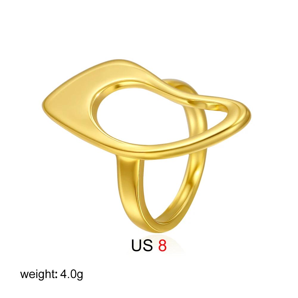 Stainless Steel Hollow Out Geometric Irregular Gold Color Rings Creative Statement Finger Ring Jewelry Accessories Dropshipping