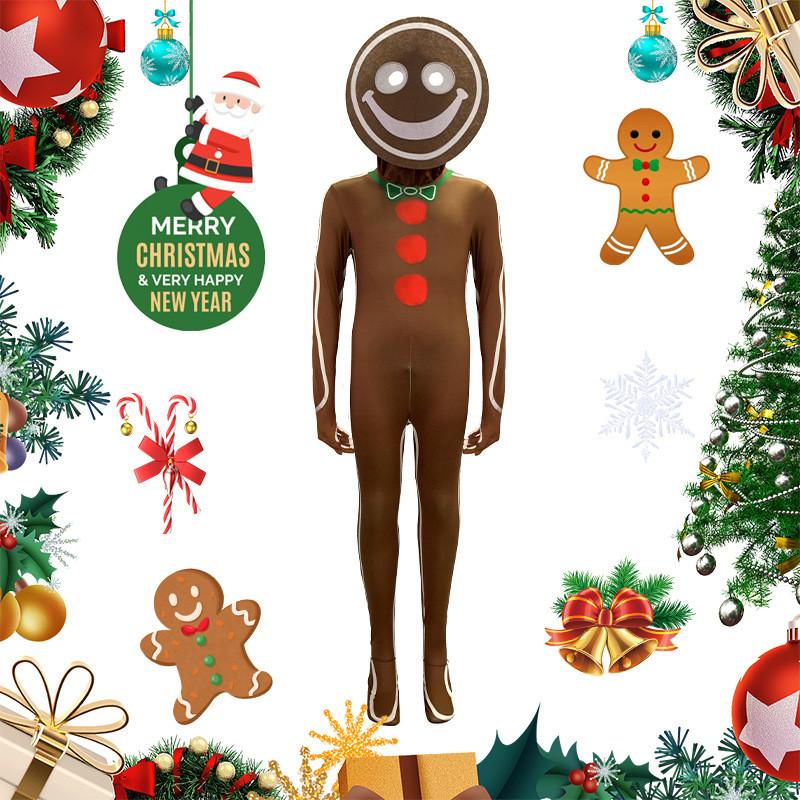Kids Gingerbread Man Jumpsuit For Christmas Role Play Cosplay Unisex Festive Costume