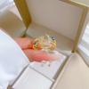 Real Gold Electroplated Opening Star Moon Fashion Slightly Inlaid Light Luxury Ring Index Finger Ring Same Cold Wind