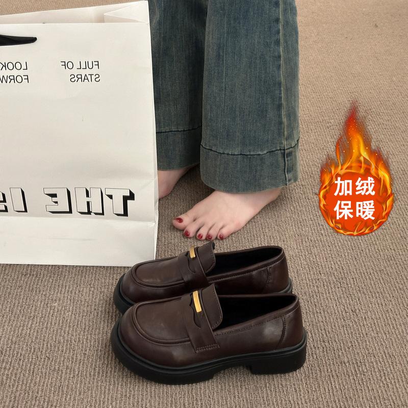 

British style platform JK small leather shoes women s 2025 spring and autumn new commuter versatile loafers one-pedal soft-soled single shoes 40