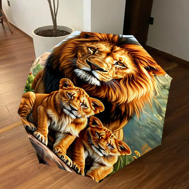 1PC lion cub Automatic Open/Close Umbrella with Windproof, 8-Rib Sturdy Canopy, Durable Ribs, Fashionable Design1235A