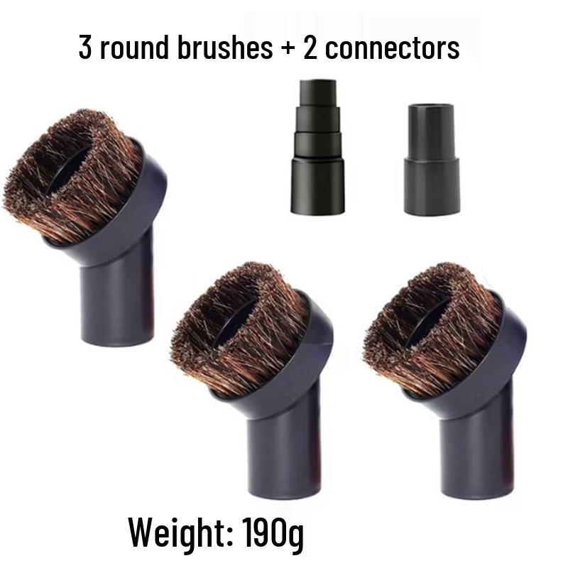 Vacuum Cleaner Attachment Set: Round Brush & Nozzle, 32mm/35mm Diameter Options Deep Mite Removal