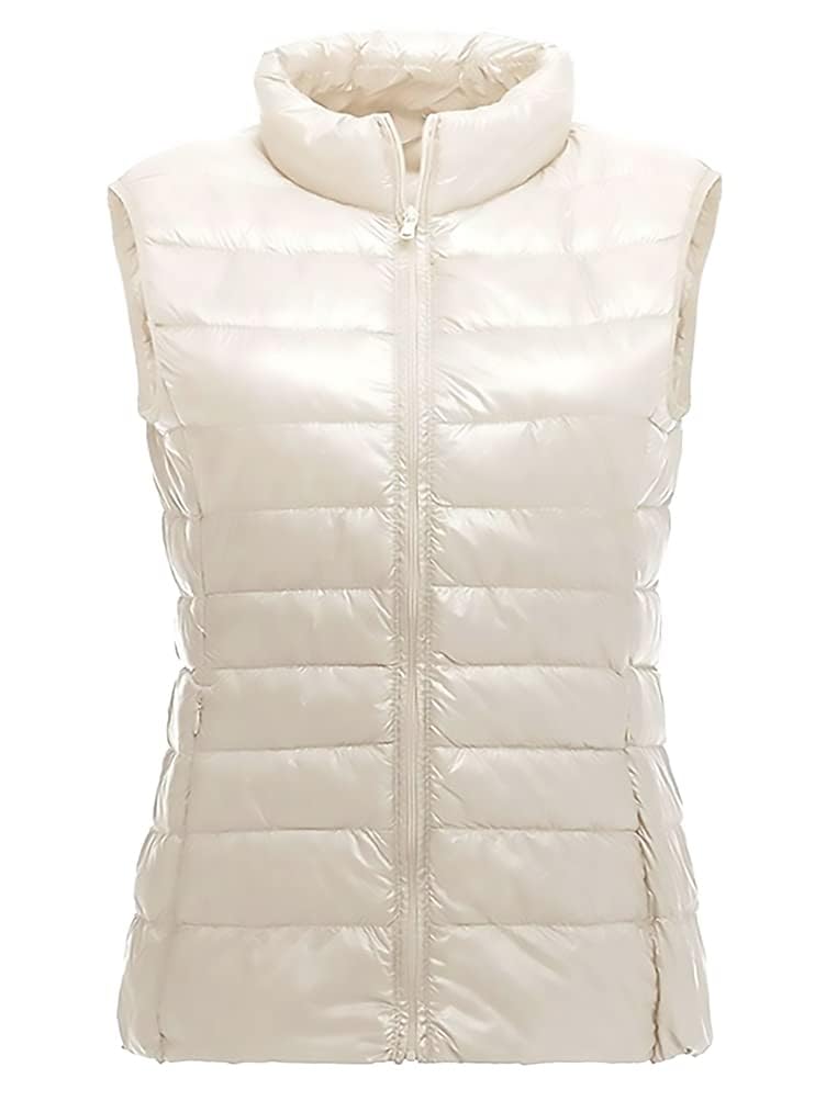 DUZTELYI Ultralight Down and Packable Puffer DU480 Women's Vest, Warm, Lightweight, Windproof, Vest, (2XL, White)