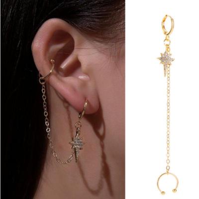 Trendiger Sternen-Quasten-Strass-Ohrklemme für Damen - Geometrisch Lang Street Style