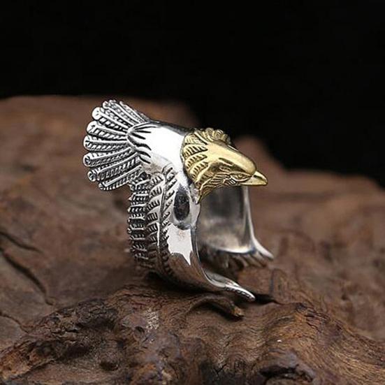 Ring Vintage Eagle Shape Silver Plated Men Fashion Ring for Daily Wear