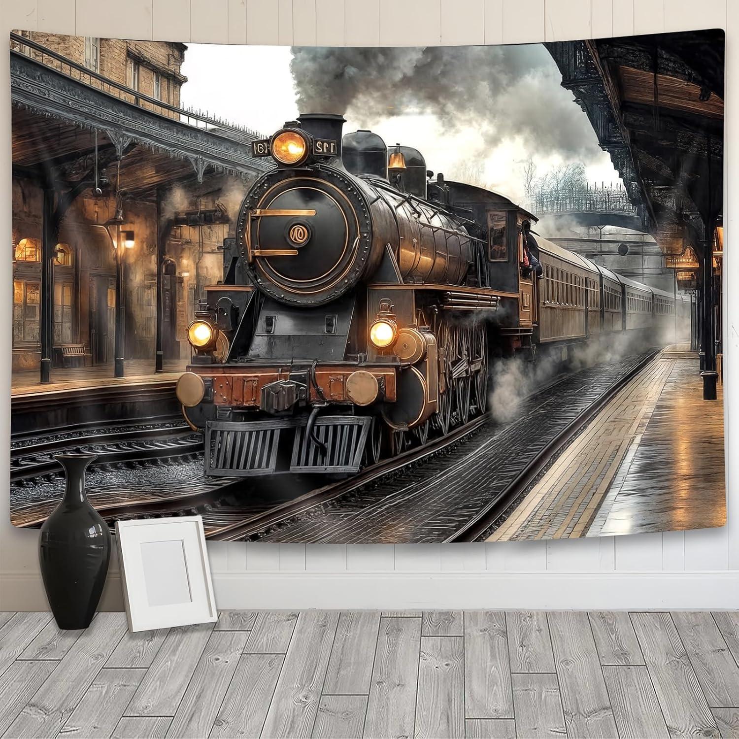 Vintage tapestry at a retro railway station 75x100 чёрный