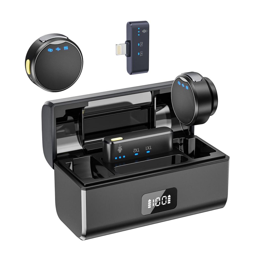Professional Wireless Lapel Microphone with HD Noise Reduction for Live Streaming and Short Video Recording