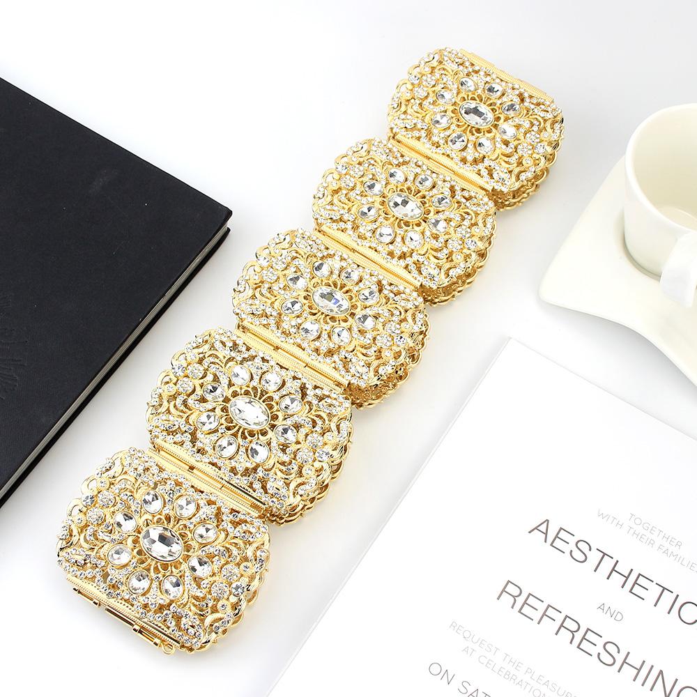 Gouden kleur grote kristallen riem dames bruiloft sieraden gewaad riem strass tailleband