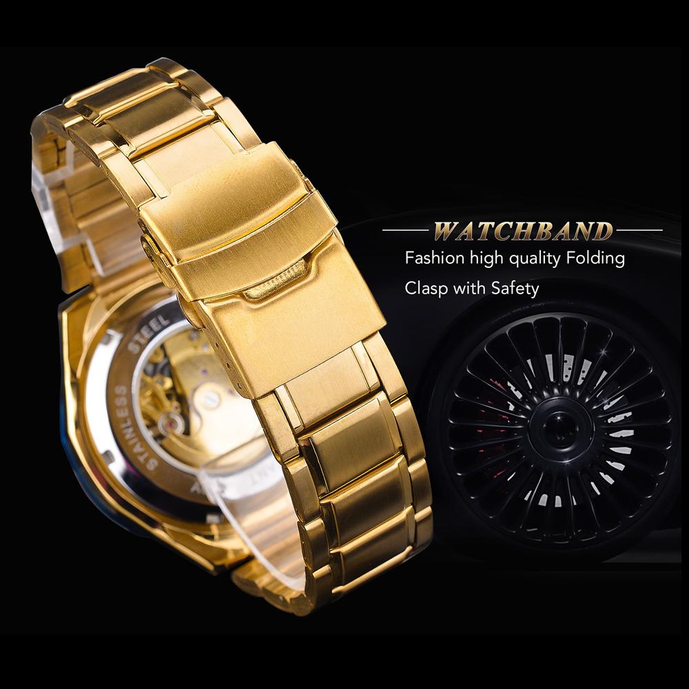 WINNER New Top Men's Watch Automatic Mechanical Strap Calendar Water Ghost Series Watch Silver Stainless Steel Waterproof Luminous