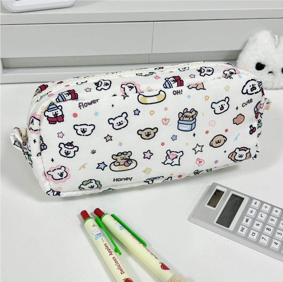 Korean Style Solid Color Cute Square Pencil Case - Large Capacity for Students