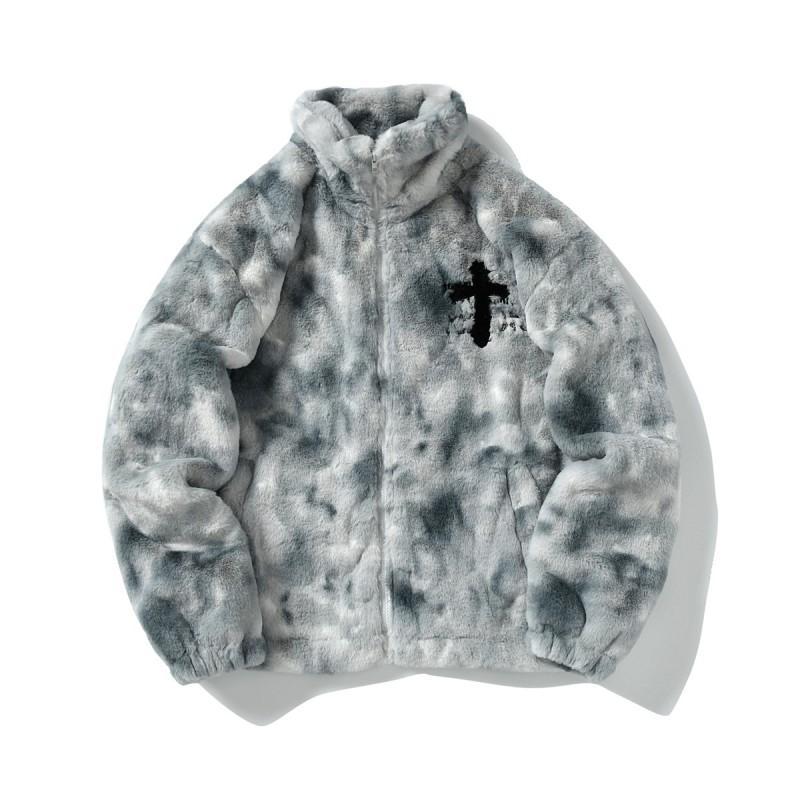Vintage Tie-Dye Gradient Fleece Sherpa Lined