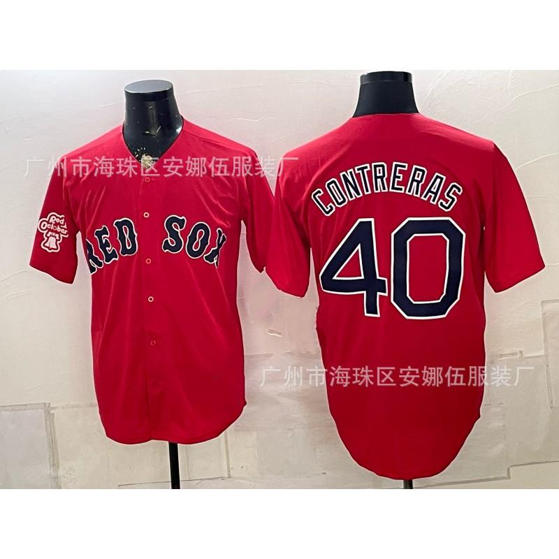Maglietta da Baseball Unisex Ricamata Boston Red Sox Abbigliamento Sportivo Miscela di Cotone Traspirante Abbigliamento per tifosi