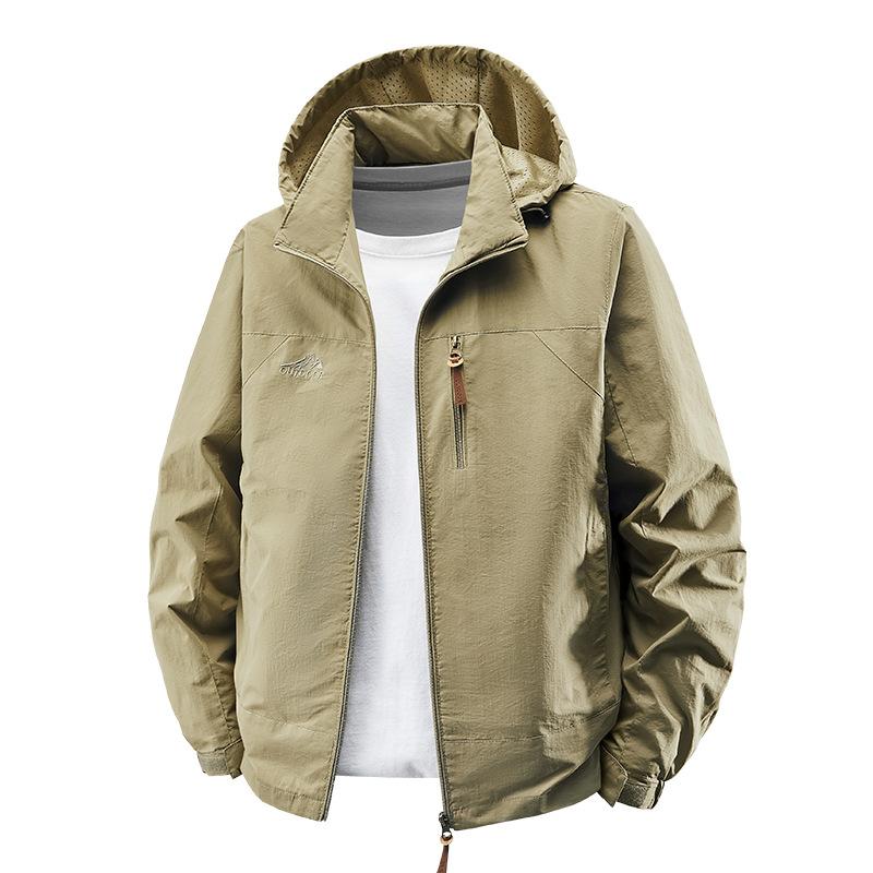 

New Spring and Autumn Outdoor Windproof Jacket Jacket for Men s Fashionable Removable Hat Jacket Versatile 5XL