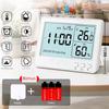 Indoor Electronic Temperature and Humidity Meter with Lcd Display, High-Precision Measurement, Perpetual Calendar, Alarm Clock, and Night Light Clock