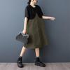 Korte mouw Plus size vintage Patchwork nieuw in jurken voor vrouwen casual los Midi zomerjurk