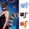 Foxes Costumes Cosplay Foxes Mask Cats Half Face Mask Foxes Tail Set Halloween Animal Fancy Costume Accessories Kit