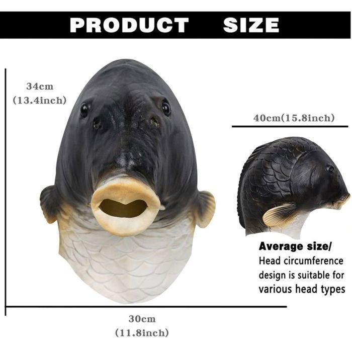 Masque de poisson d'Halloween Costume Animal Tête de poisson réaliste Couvre-chef en latex Accessoires de cosplay amusants