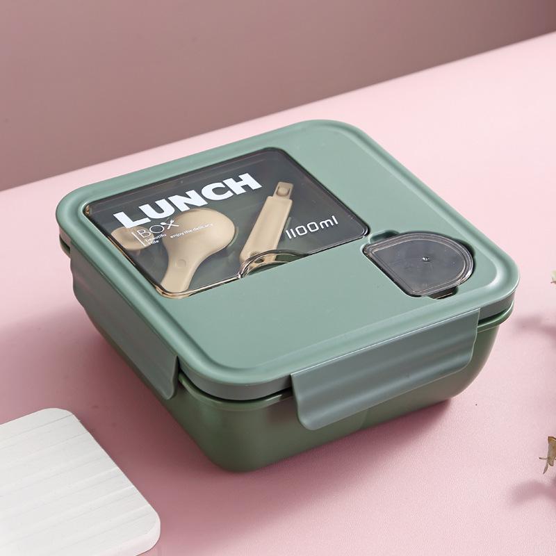 Microwavable Japanese-Style Wheat Straw Lunch Box Set with Compartments for Students and Office Workers