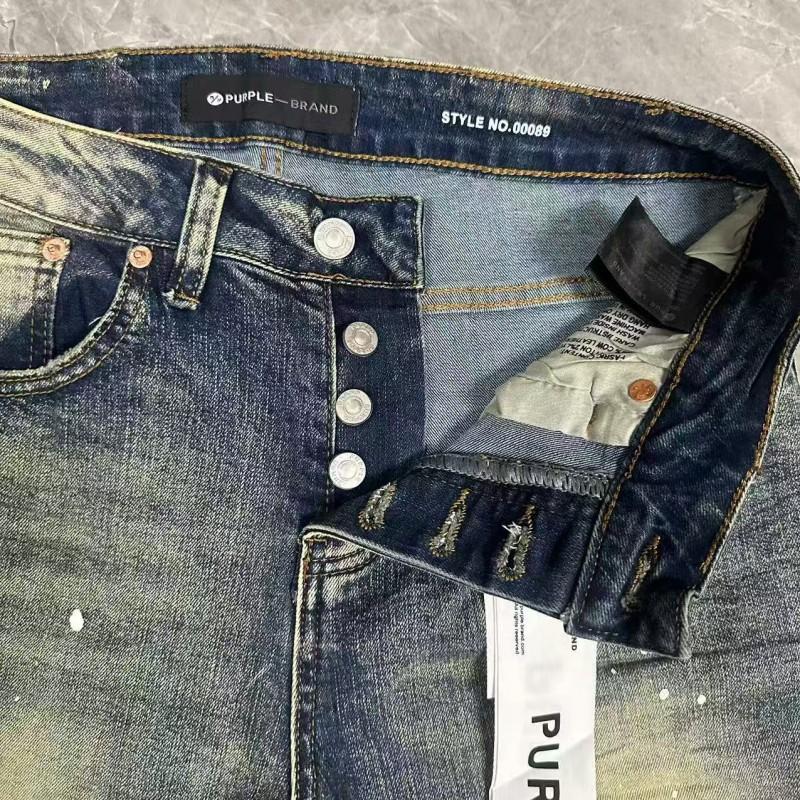 Mor Eskitilmiş Boya Sıçratmalı Geniş Paça Kot Pantolon Erkek Kadın Dar Kesim Sokak Stili